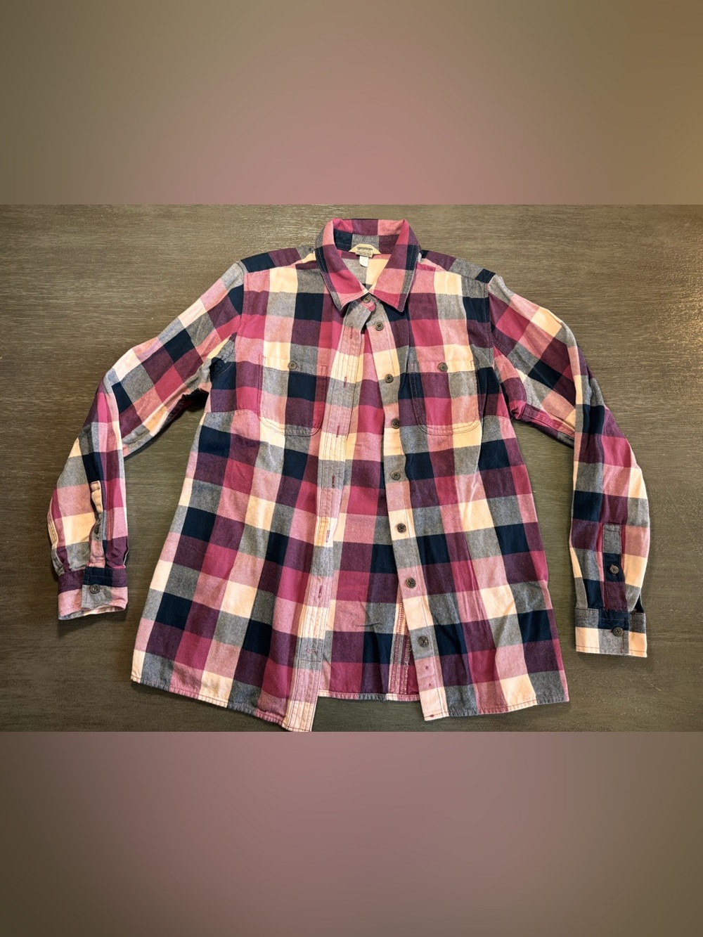 Duluth Pink Purple Buffalo Check Plaid Button Down Shirt S